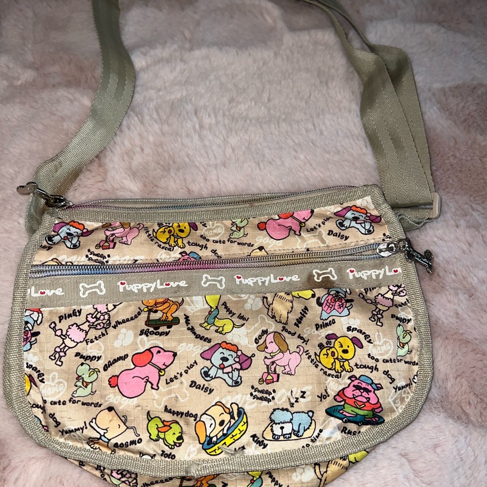Puppy Love Crossbody Bag with Cartoon Print